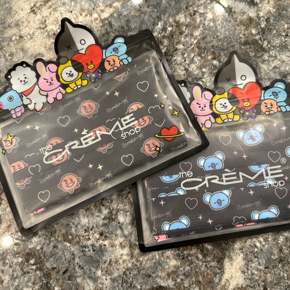 K-POP BTS Crème Shop Covid Face Masks (10 in total between the two bags) - Picture 1 of 5
